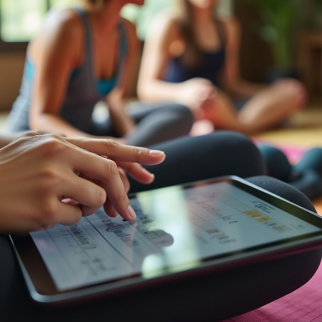 Insegnante di yoga che pianifica una lezione